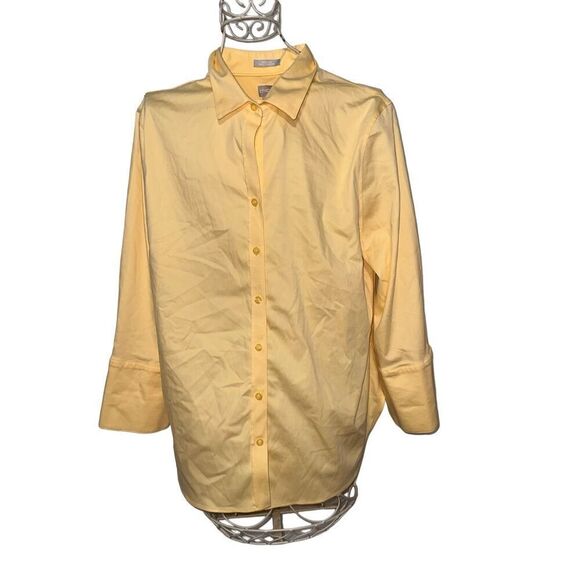 Beautiful Chico's Yellow Button Down Blouse. Chico's 100% cotton. Wrinkle-resist - Picture 1 of 11